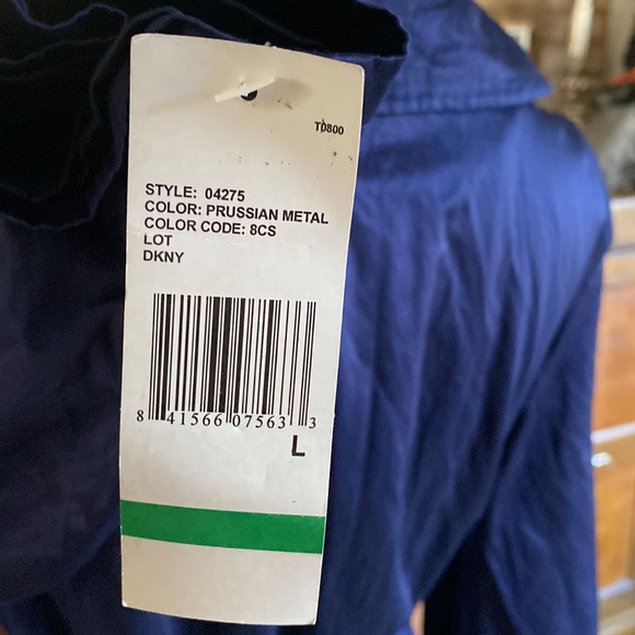 DKNY DONNA KARAN New York PRUSSIAN METAL TRENCH COAT LARGE NEW - Picture 6 of 11